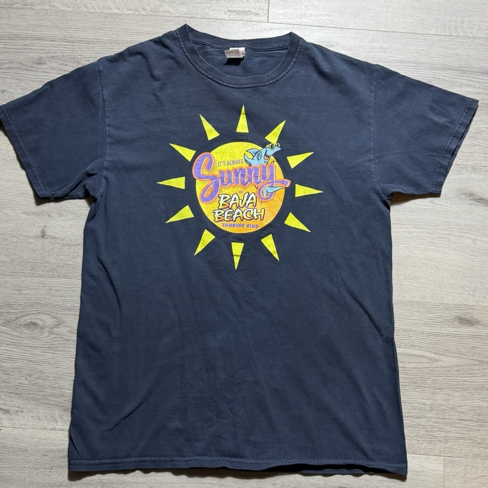 Sunny Bava Beach T Shirt M Gray Double Sided Graphic Retro Surf Tee Y2K‎